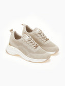 Sneakers wedges με glitter ύφασμα Xti 143064 - Μπεζ - thefashionproject.gr - Xti Footwear