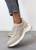 Sneakers wedges με glitter ύφασμα Xti 143064 - Μπεζ - thefashionproject.gr - Xti Footwear