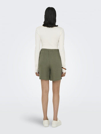 Σορτς λινό με κορδόνι ONLY 15333032 - Χακί - thefashionproject.gr - ONLY