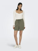 Σορτς λινό με κορδόνι ONLY 15333032 - Χακί - thefashionproject.gr - ONLY