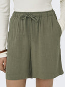 Σορτς λινό με κορδόνι ONLY 15333032 - Χακί - thefashionproject.gr - ONLY
