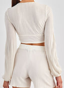 Σορτς με σχέδιο στην ύφανση Vero Moda 10317013 - Ζαχαρί - thefashionproject.gr - VERO MODA