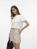 Σορτς ψηλόμεσο με λινό Vero Moda 10321625 - Μπεζ - thefashionproject.gr - VERO MODA