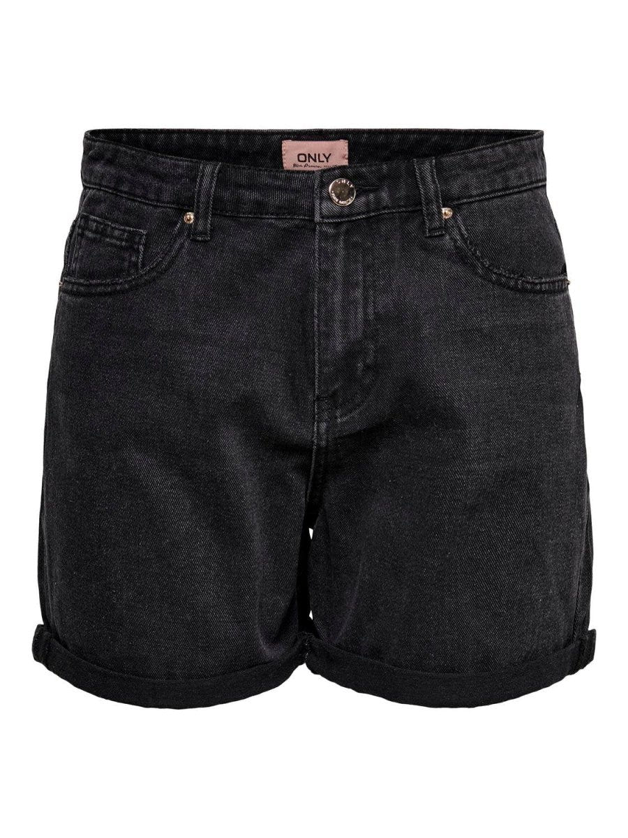 Σορτς ψηλόμεσο με ρεβέρ ONLY 15196226 - Μαύρο - thefashionproject.gr - ONLY