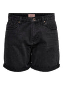 Σορτς ψηλόμεσο με ρεβέρ ONLY 15196226 - Μαύρο - thefashionproject.gr - ONLY