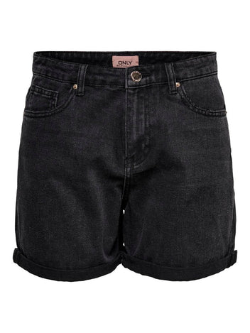 Σορτς ψηλόμεσο με ρεβέρ ONLY 15196226 - Μαύρο - thefashionproject.gr - ONLY