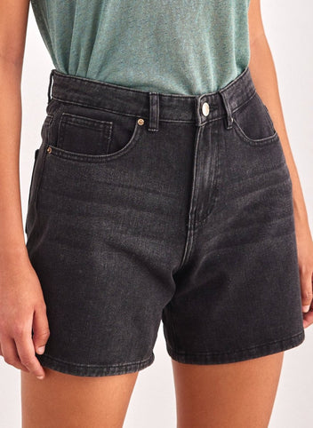 Σορτς ψηλόμεσο με ρεβέρ ONLY 15196226 - Μαύρο - thefashionproject.gr - ONLY
