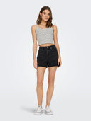 Σορτς ψηλόμεσο με ρεβέρ ONLY 15196226 - Μαύρο - thefashionproject.gr - ONLY