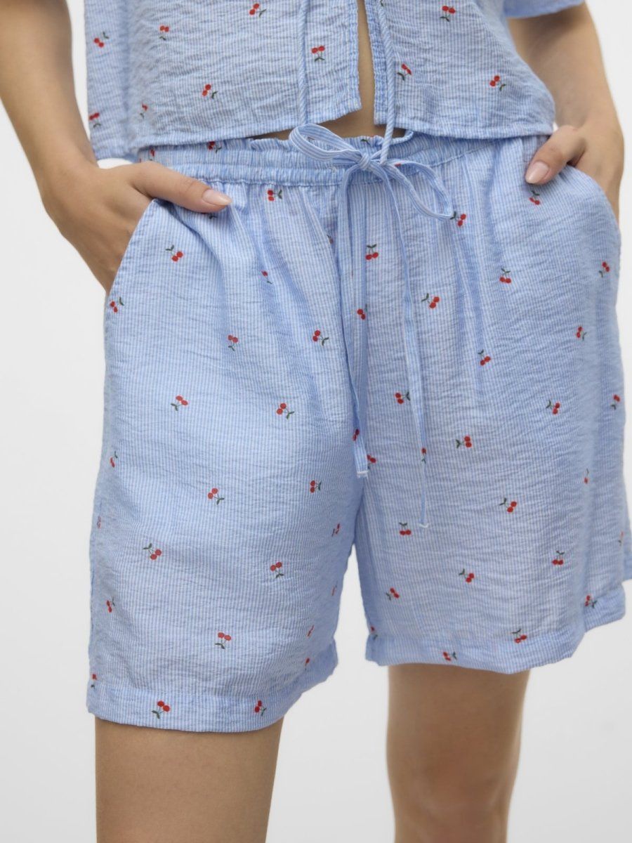 Σορτς ριγέ με print Vero Moda 10324635 - Γαλάζιο - thefashionproject.gr - VERO MODA