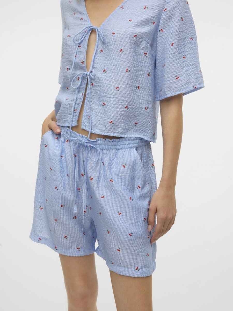 Σορτς ριγέ με print Vero Moda 10324635 - Γαλάζιο - thefashionproject.gr - VERO MODA