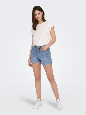 Σορτς τζιν ψηλόμεσο ONLY 15196224 - Μπλε jean - thefashionproject.gr - ONLY
