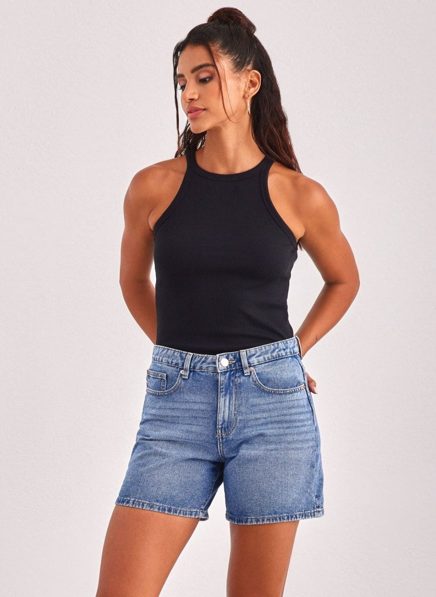 Σορτς τζιν ψηλόμεσο ONLY 15196224 - Μπλε jean - thefashionproject.gr - ONLY