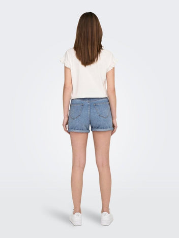 Σορτς τζιν ψηλόμεσο ONLY 15196224 - Μπλε jean - thefashionproject.gr - ONLY