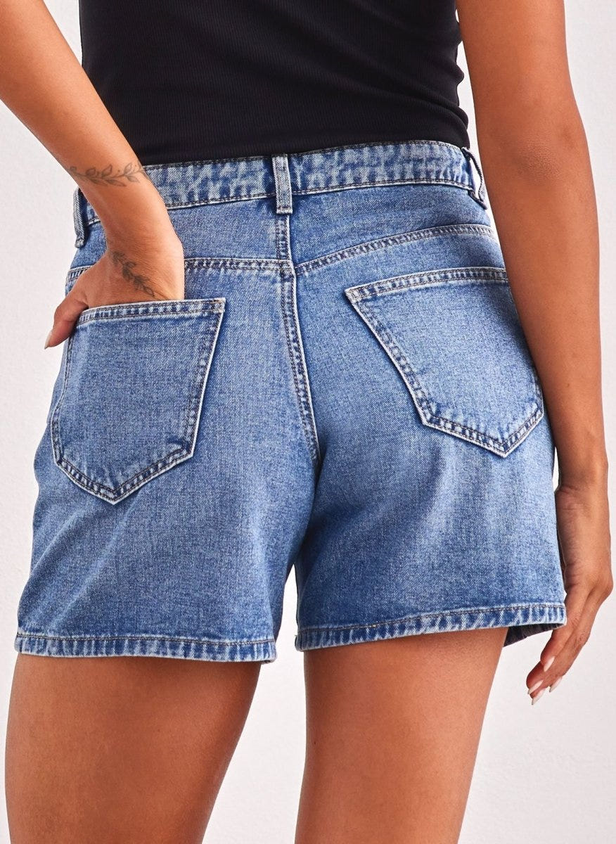 Σορτς τζιν ψηλόμεσο ONLY 15196224 - Μπλε jean - thefashionproject.gr - ONLY