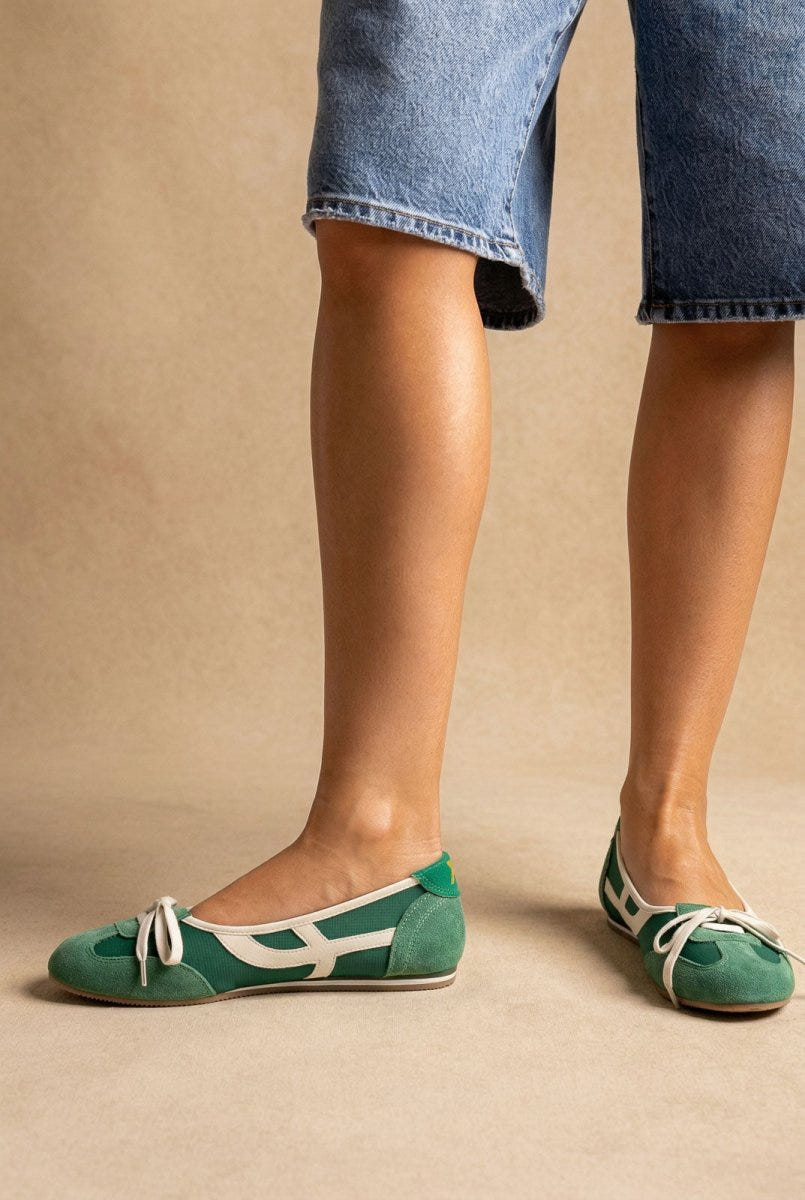 Xti Footwear - Sport Ballet Flats - Green Suede