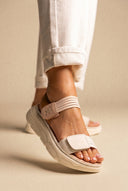 Xti Footwear - Sport Flatform Sandals Velcro Strap - Beige Matte