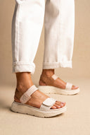 Xti Footwear - Sport Flatform Sandals Velcro Strap - Beige Matte