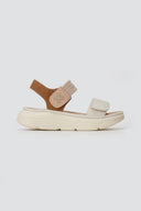 Xti Footwear - Sport Flatform Sandals Velcro Strap - Beige Matte