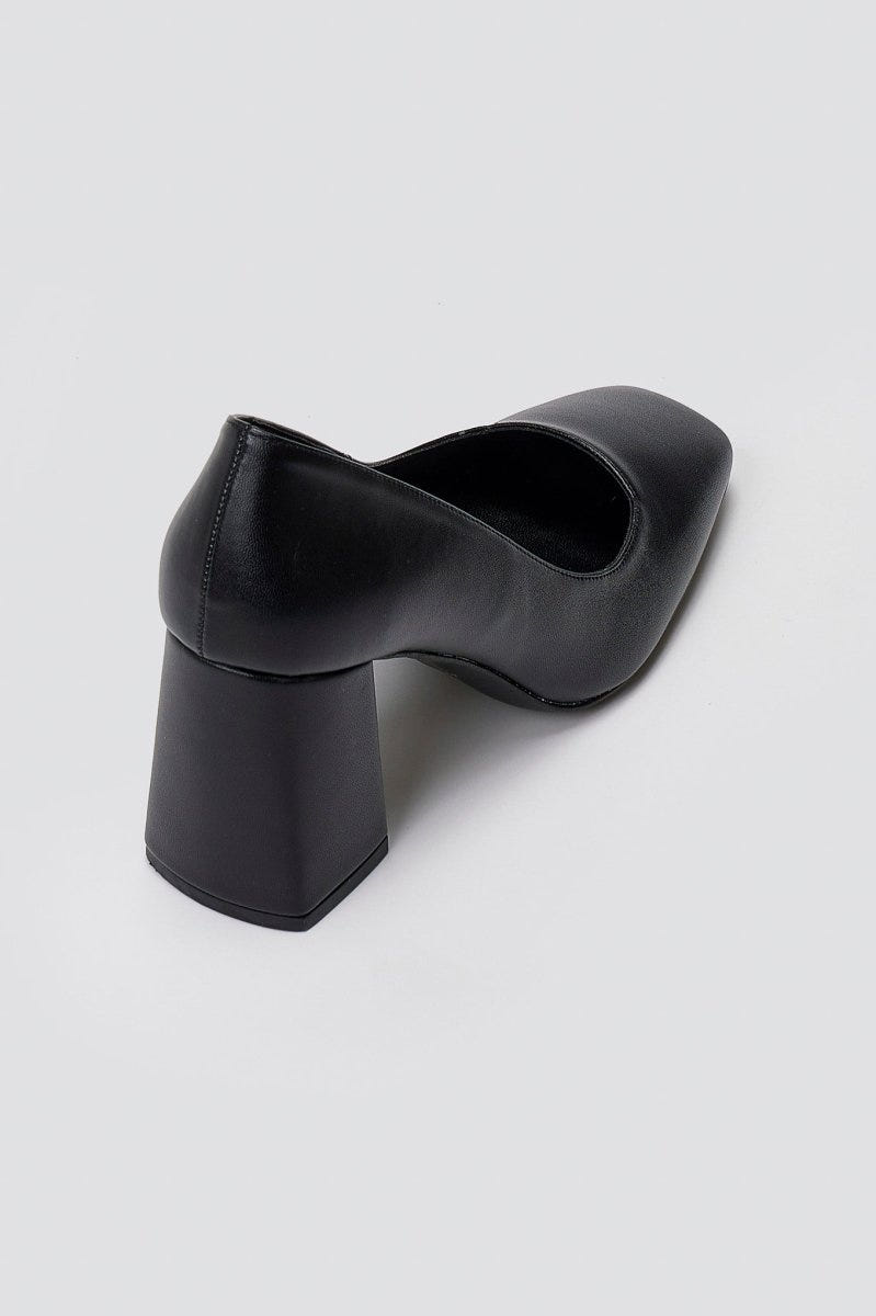 Square Heel Pumps TFP - Black Matte - thefashionproject.gr - TFP