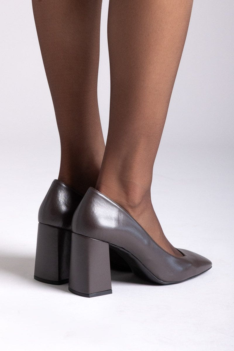 Square Heel Pumps TFP - Dark Brown Matte - thefashionproject.gr - TFP