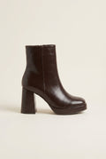 ERYNN - Square - Toe Ankle Boots with Platform - Dark Brown Matte
