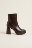 ERYNN - Square - Toe Ankle Boots with Platform - Dark Brown Matte