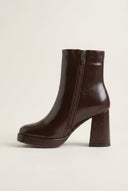 ERYNN - Square - Toe Ankle Boots with Platform - Dark Brown Matte