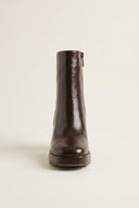 ERYNN - Square - Toe Ankle Boots with Platform - Dark Brown Matte