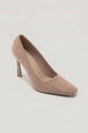 Square Toe Stiletto Pumps - Taupe Suede - thefashionproject.gr - Ideal shoes