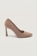 Square Toe Stiletto Pumps - Taupe Suede - thefashionproject.gr - Ideal shoes