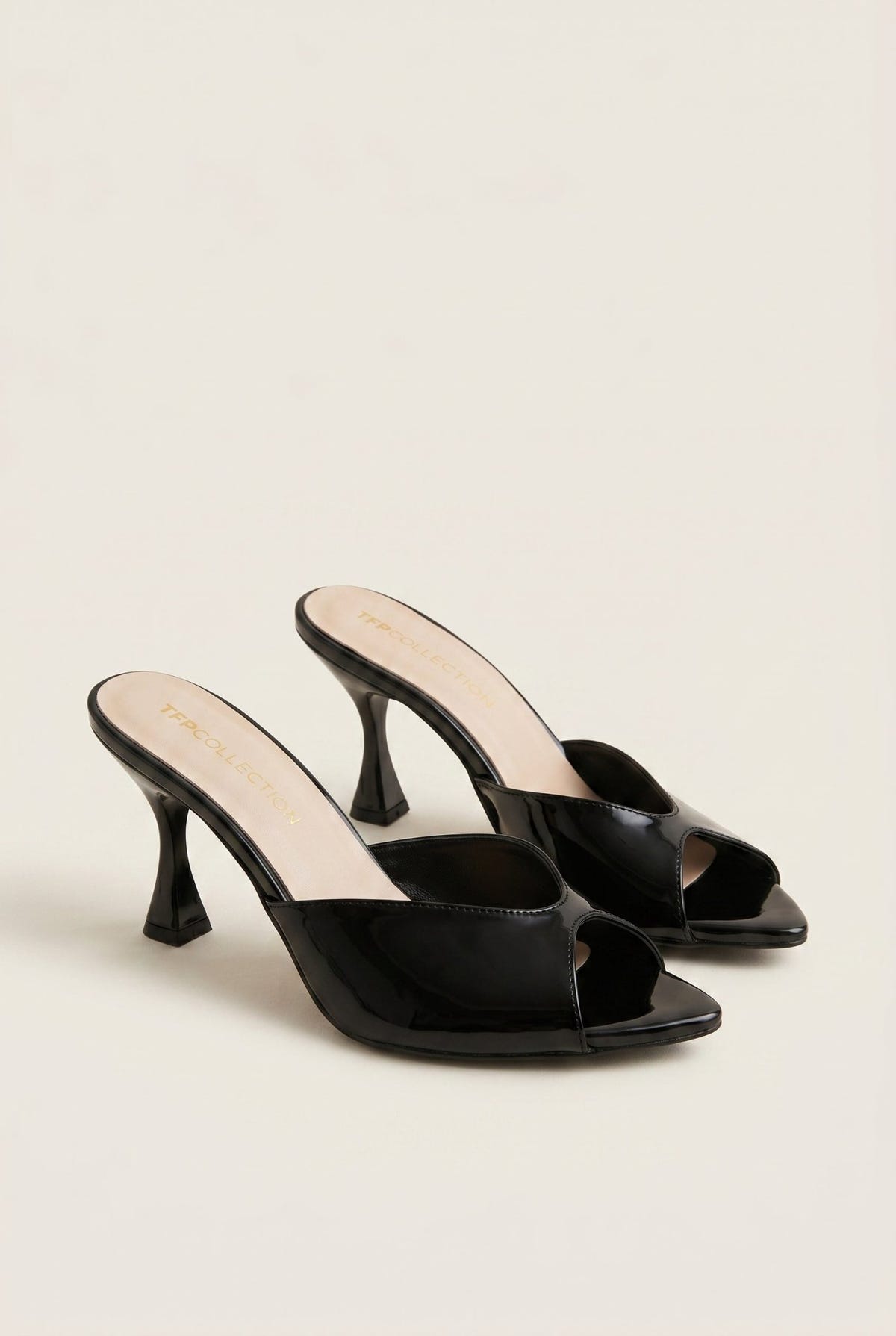 TFP - Stiletto Heel Mules - Black Patent