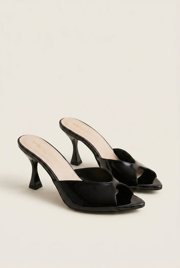 TFP - Stiletto Heel Mules - Black Patent