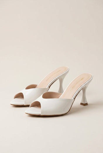 TFP - Stiletto Heel Mules - White Patent
