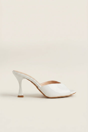 TFP - Stiletto Heel Mules - White Patent