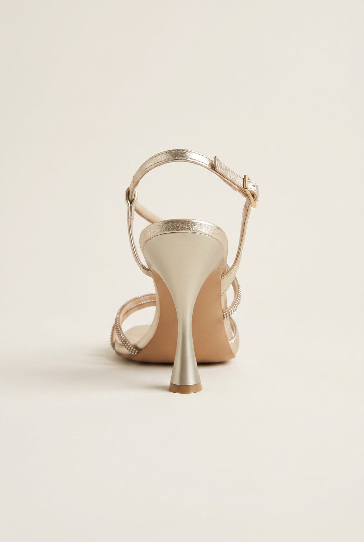TFP - Stiletto Heeled Rhinestone Sandals - Gold