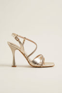 TFP - Stiletto Heeled Rhinestone Sandals - Gold