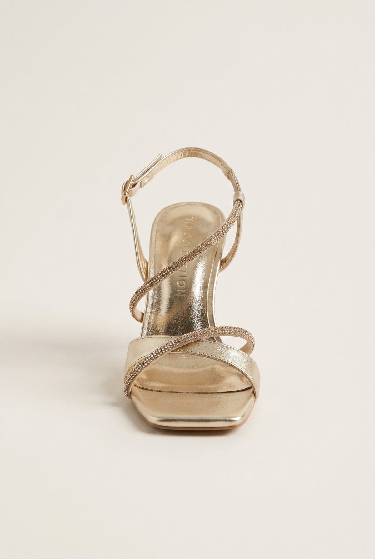 TFP - Stiletto Heeled Rhinestone Sandals - Gold