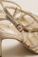 TFP - Stiletto Heeled Rhinestone Sandals - Gold