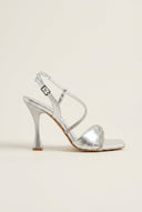 TFP - Stiletto Heeled Rhinestone Sandals - Silver