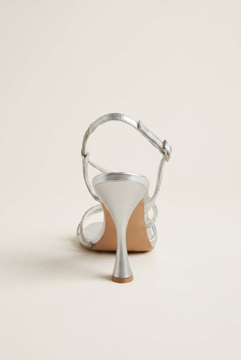 TFP - Stiletto Heeled Rhinestone Sandals - Silver