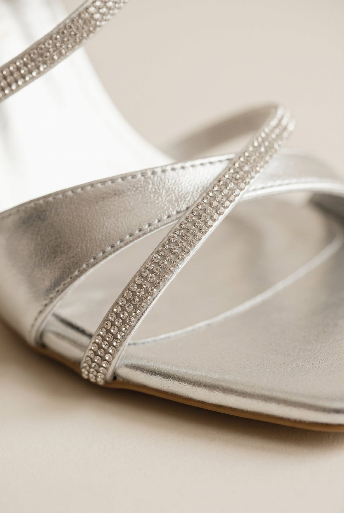 TFP - Stiletto Heeled Rhinestone Sandals - Silver