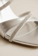 TFP - Stiletto Heeled Rhinestone Sandals - Silver