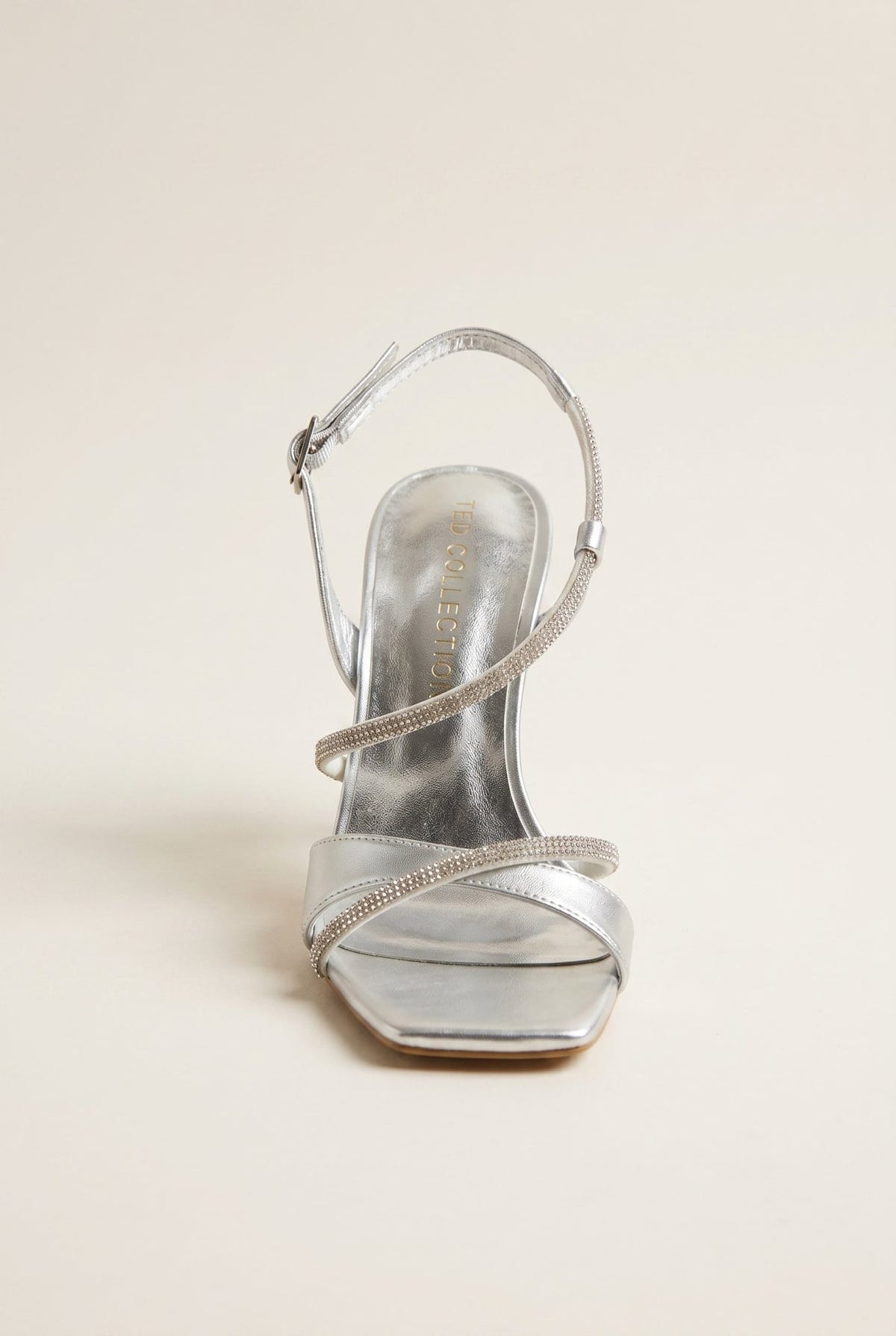 TFP - Stiletto Heeled Rhinestone Sandals - Silver