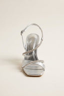 TFP - Stiletto Heeled Rhinestone Sandals - Silver