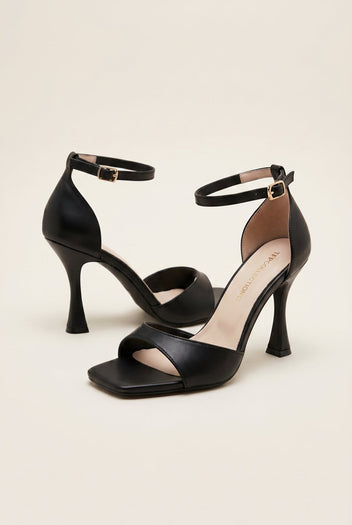 TFP - Stiletto Heeled Sandals Ankle Strap - Black Matte