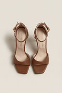 TFP - Stiletto Heeled Sandals Ankle Strap - Brown Matte