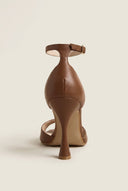 TFP - Stiletto Heeled Sandals Ankle Strap - Brown Matte