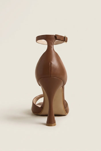 TFP - Stiletto Heeled Sandals Ankle Strap - Brown Matte
