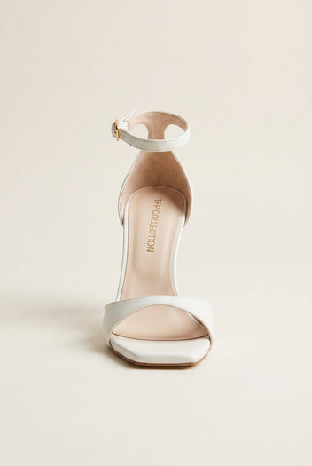 TFP - Stiletto Heeled Sandals Ankle Strap - White Matte