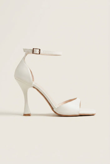TFP - Stiletto Heeled Sandals Ankle Strap - White Matte